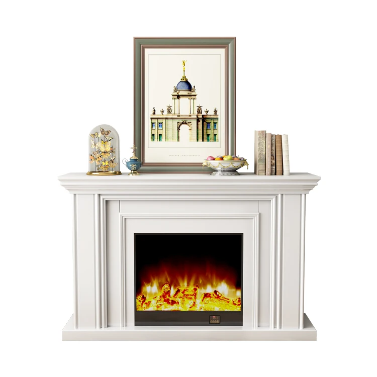 72 Inch MDF TV Fireplace Insert Cabinet Electric LED Flame Freestanding Mantelpiece with Remote Control Modern Indoor Use