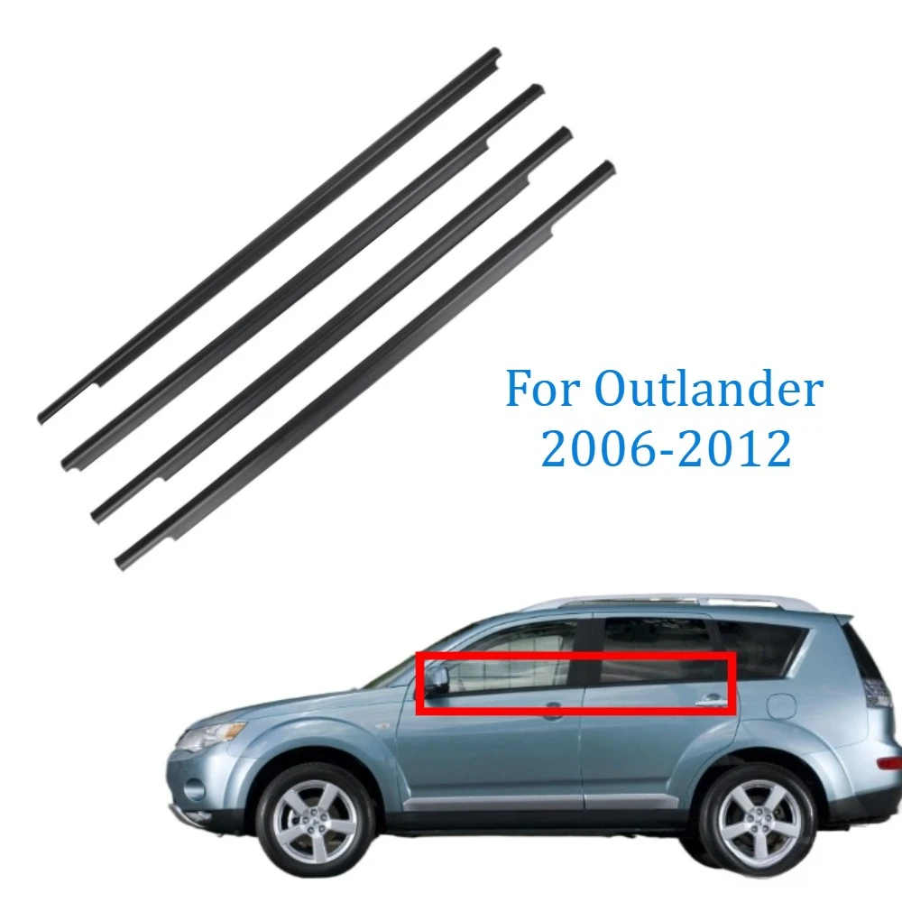 4 Piece Outside Black Window Glass Moulding Tirm for Outlander 2006-2012 CW Weatherstrip 5727A007 92.5CM 90CM