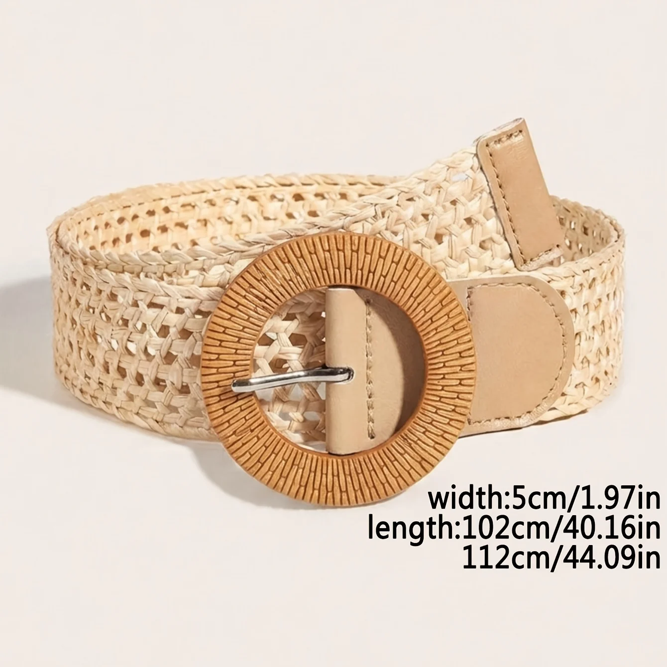 1Pcs Women Bohemian Braided Belt Round Buckle Waist Belt Dress Accessory