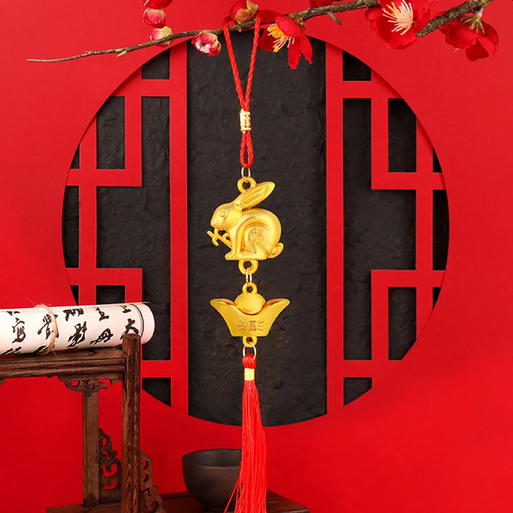 6 Buah Ornamen Gantung Liontin Kelinci Bonsai Dekorasi Tahun Baru Festival Rumbai Dekorasi Festival Musim Semi Zodiak