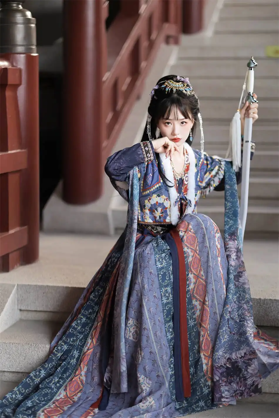 

Новое праздничное платье-ханьфу для женщин: карнавальное, на Хэллоуин, для косплея, с длинными рукавами, до пояса, с круглым вырезом, на каждый день