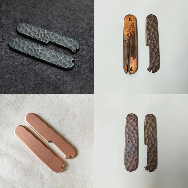 Cobre Vermelho Material Faca Handle Patches Escala Facas Victorinox Swiss Army Padrão de Pedra Faça Você Mesmo Fazendo Parte 91 Milímetros Par