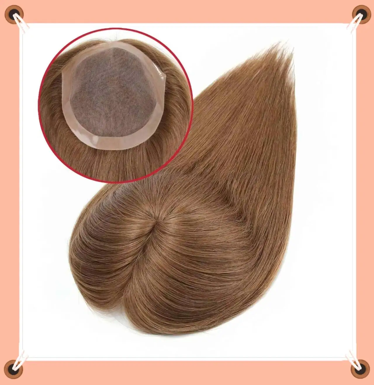 

TUW25 Mono Hair Topper for Women 100% Virgin Human Hair Natural Looking Hair Piece for Thinning Hair