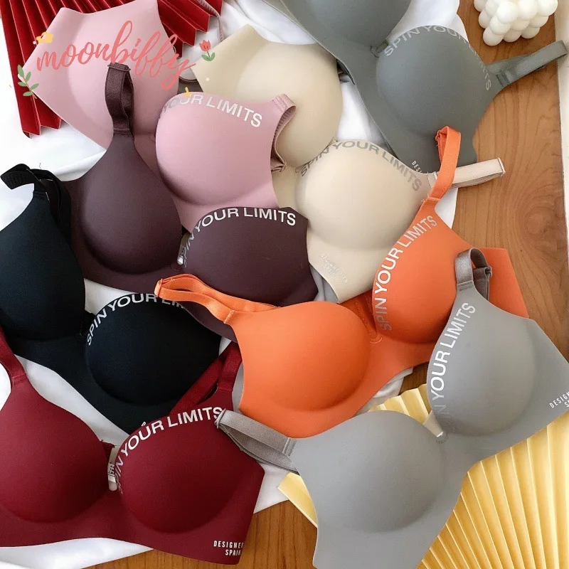 

Fashion Women Sexy Seamless Bra Letter Wire Free Push Up Underwear Brasieres Comfortable Women Intimates Lingerie Bralette