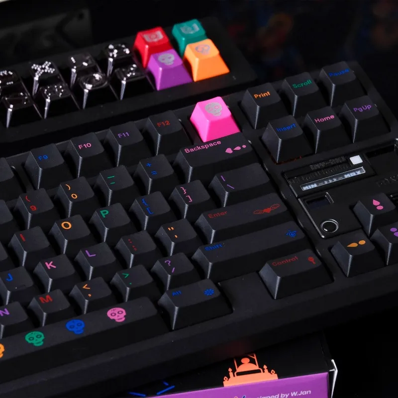 80Retros Black Theme Keycaps Set Customized PBT Sublimation Cherry Profile Keyboard Cap for Mechanical Keyboard Accessories
