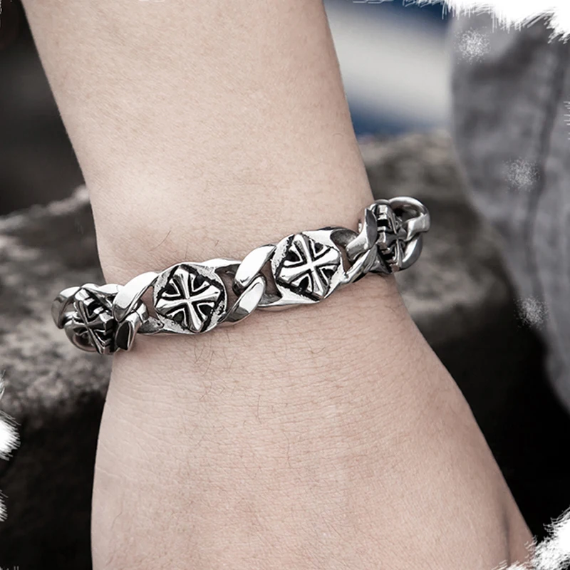 Trend Retro Celtic Cross Pattern Bracelet Men Bracelet Fashion Metal Chain woman Bracelet Accessories Party Jewelry Cuban Chain