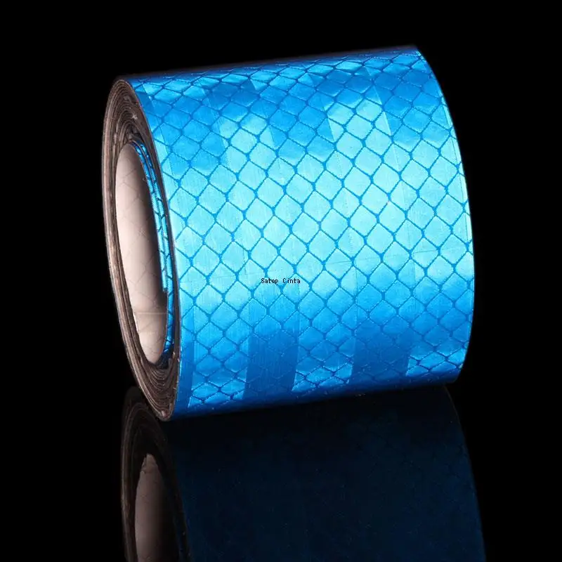 5cm*10m Blue Diamond Grade PET Adhesive Reflective Material Tape Stickers Safety Warning Reflectors Sheeting For Car Truck Trail