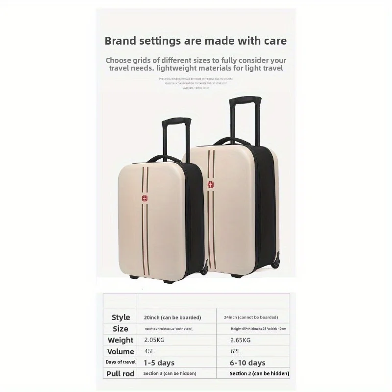 New Foldable Carry On Luggage 20 Inch 24 Inch Lightweight Suitcase for Travel Business Compact Folding Luggage