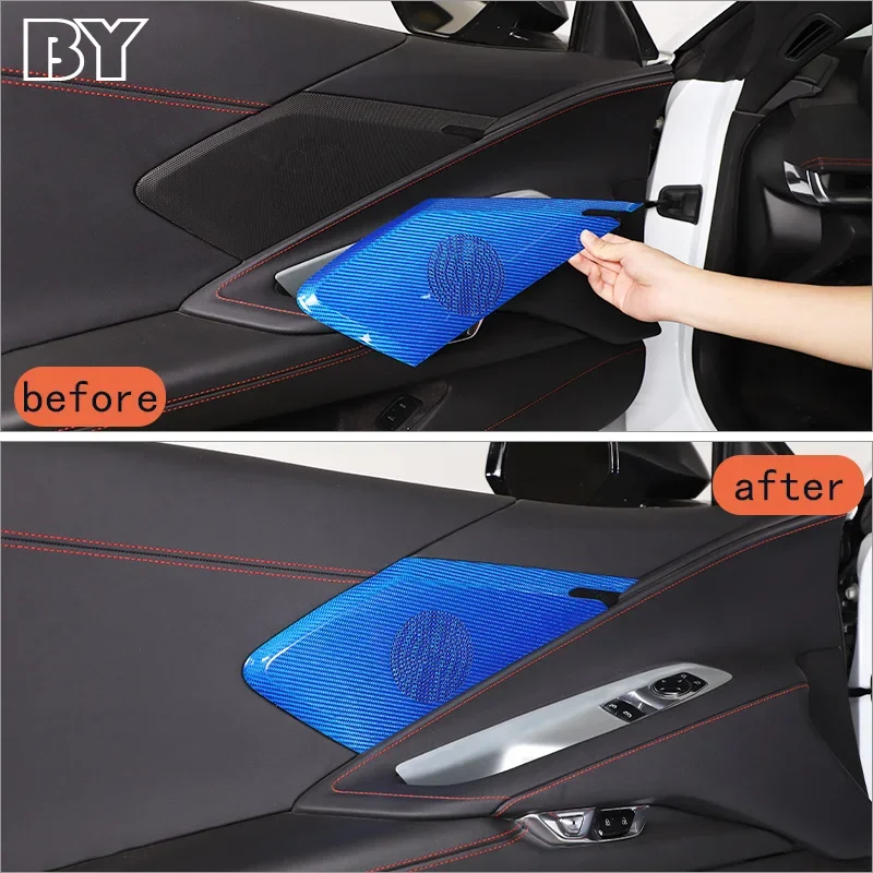 For Chevrolet Corvette C8 Z51 Z06 2020-2023 Car Door Panel Loudspeaker Pad Stereo Audio Speaker Cover Frame Interior Accessories
