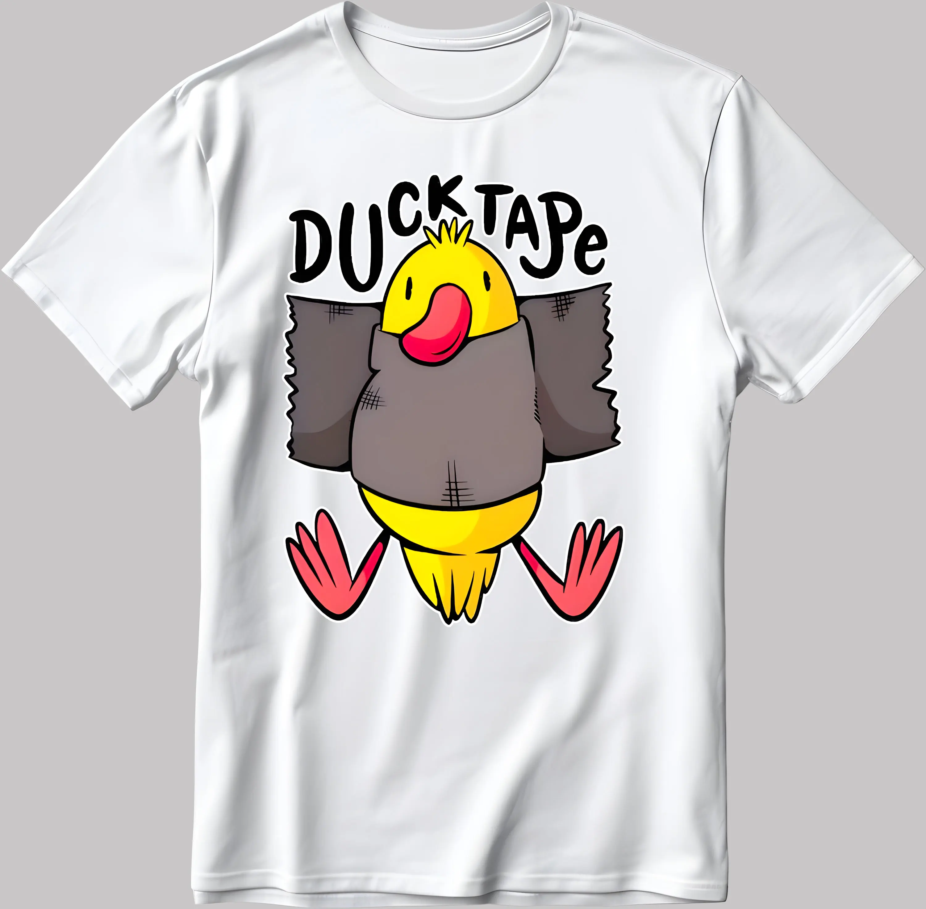 Funny Duck Tape Figure White Black T Shirt E134