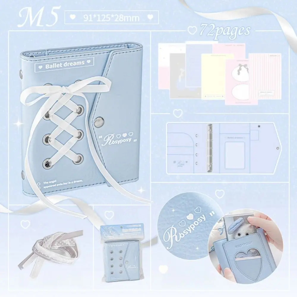 القرطاسية الشريط فضفاضة ورقة دفتر بو الجلود المحمولة اليد دفتر الأستاذ الجمالية البسيطة Balletcore كتاب الاطفال هدية