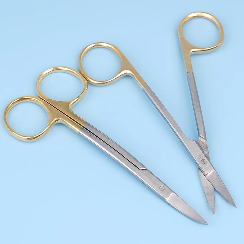 

1pc Dental Surgical Scissors Curved Gold Plated Handle Dentist Tools Dentistry Lab Instrument Stainless Steel Scissors