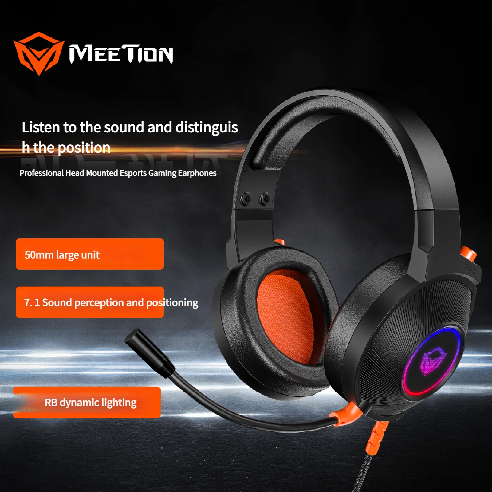 

Computer Headset Virtual 7.1 E-Sports Games Chicken Eating USB Wired Headset with Microphone Meetionhp 012 M God