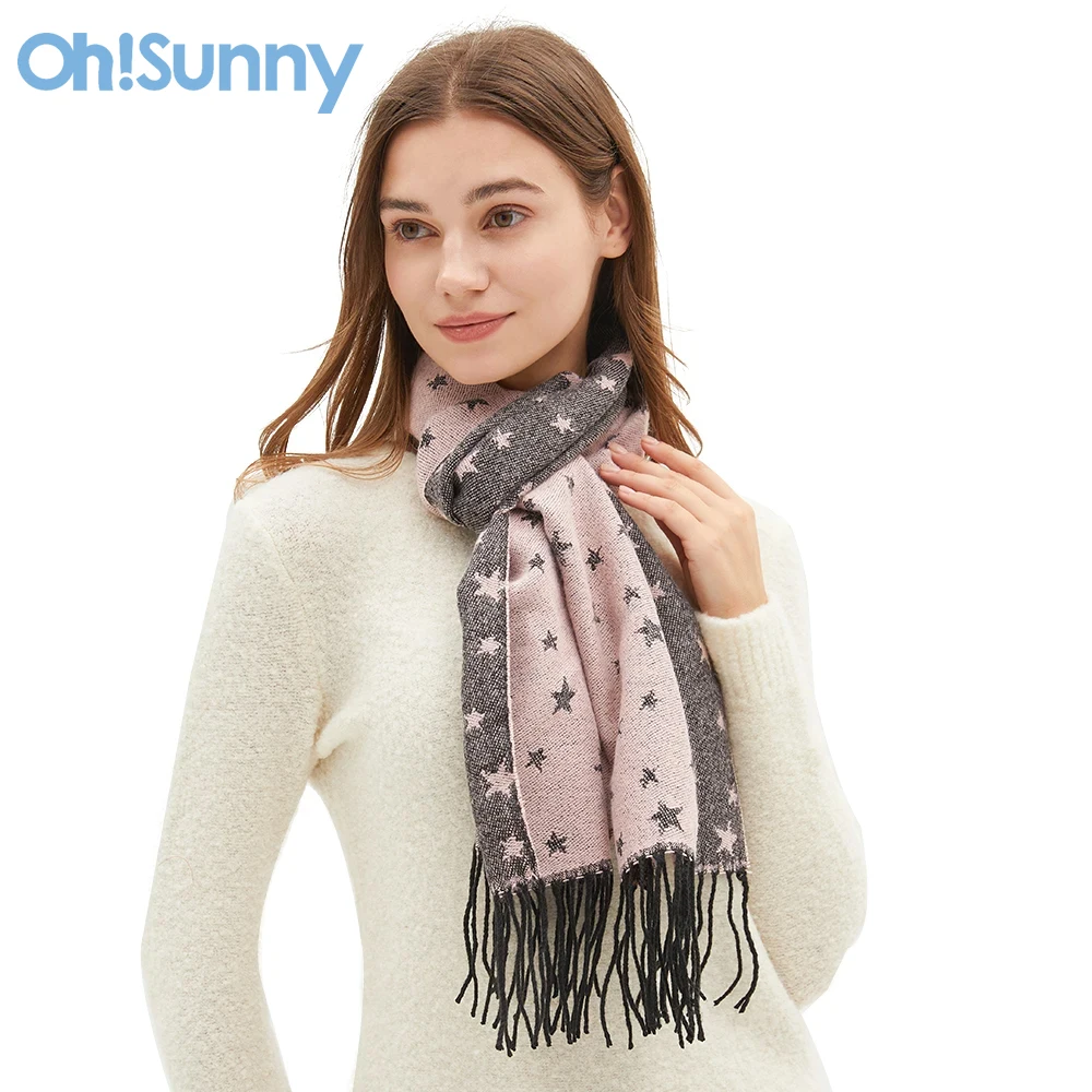 

Ohsunny Winter Scarf Luxury Shawls Wraps with Tassels Blanket Quality Muffler Outdoor Keep Warm for Adult Women Girls Gifts