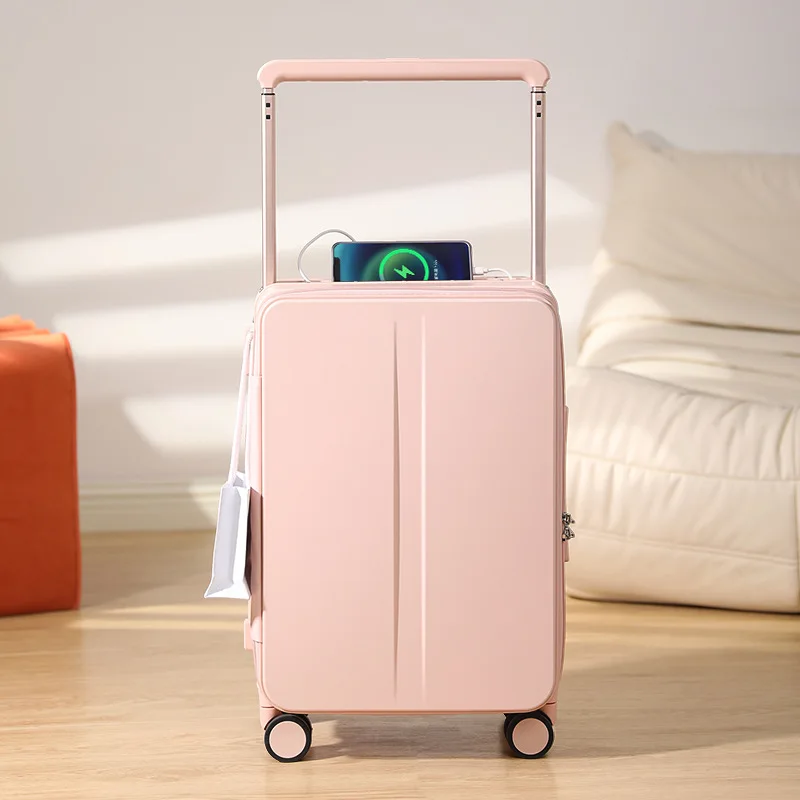 Rolling Luggage Female Pink Travel Suitcase for Girl Free Shipping 20 Inch Carry on Luggage with Wheels 2024 Newest Boarding Box