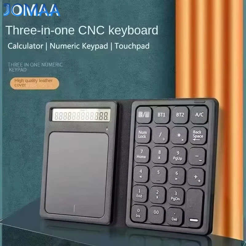 

3 in 1 Mini Number Keypad,Bluetooth Wireless Number Keyboard with Touchpad and Calculator ,Foldable Keypad for Win/Android/iOS