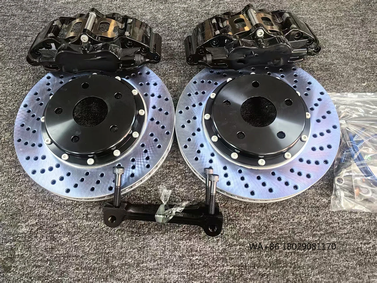 Brake Kit High-Performance Brake Caliper with 4 Pistons Rotor Brake Pad Kit for 15 Inch 16 Inch 17 Inch