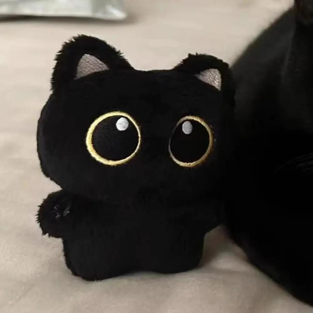 黒猫人形ペンダントキーホルダーかわいいパイロット小さな黒猫ぶら下げバックパックキーホルダークリエイティブ猫ぬいぐるみキーホルダー電話用ギフト