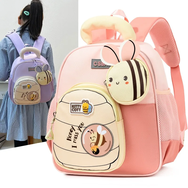 Kindergarten Student School Bags Girls Boys Cute Backpack Little Bee Kawaii Kids School Backpack Lightweight Waterproof Book Bag