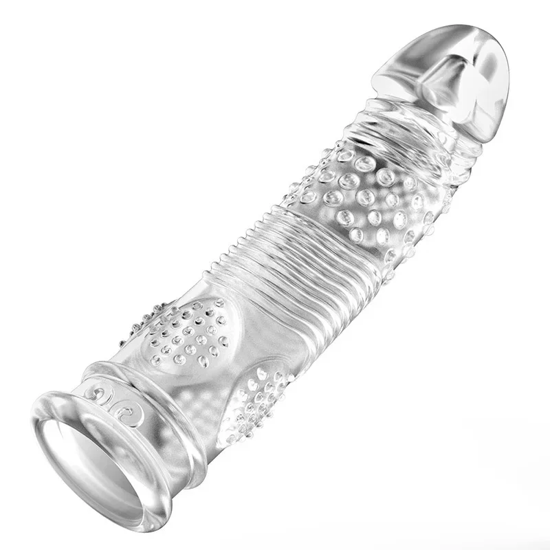 Transparent Sleeve Reusable Condom Delay Ejaculation Male Penis Enlargement Dildos Extender Sex Toys for Men 2 Types