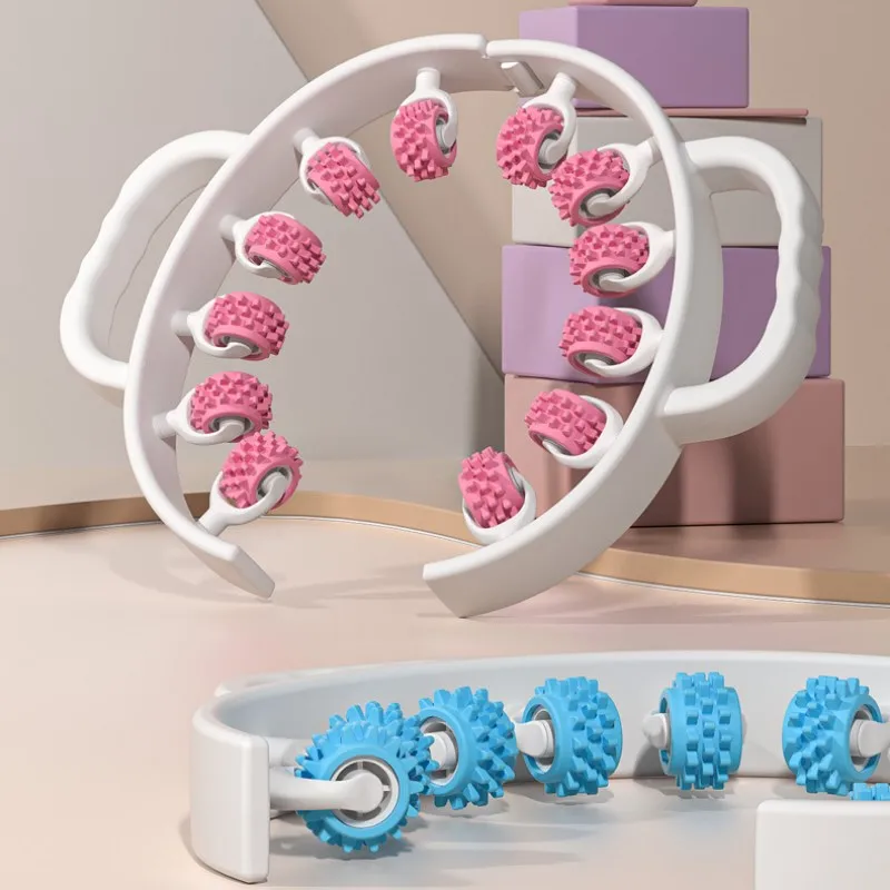 

Круглый массажер для ног, многофункциональный 12-колесный массажный ролик с полным покрытием для расслабления мышц рук, талии и ног