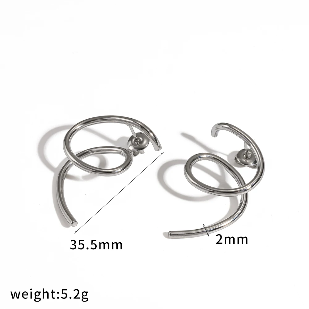 Modische 18K vergoldete Edelstahl-Ohrringe mit geometrischem Hohl-Design für Damen, gedrehte Linien, Statement-Party-Schmuck, wasserdicht – Detail 7