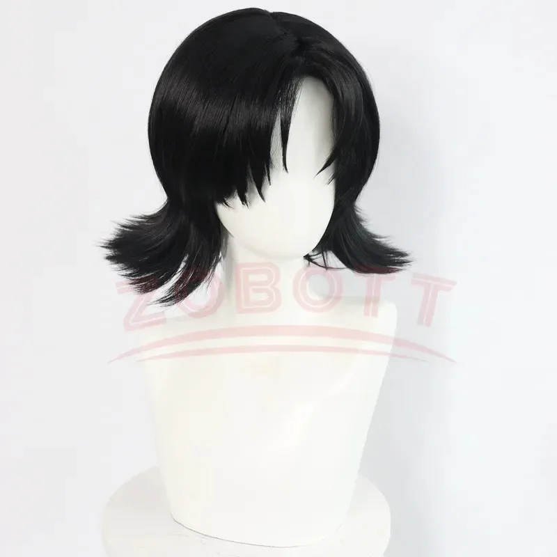 Mima Cosplay Wig Short Black Wig Halloween Party Wigs Perfect Blue Mima Cosplay Costume Red Strapless Tube Dress with Headband