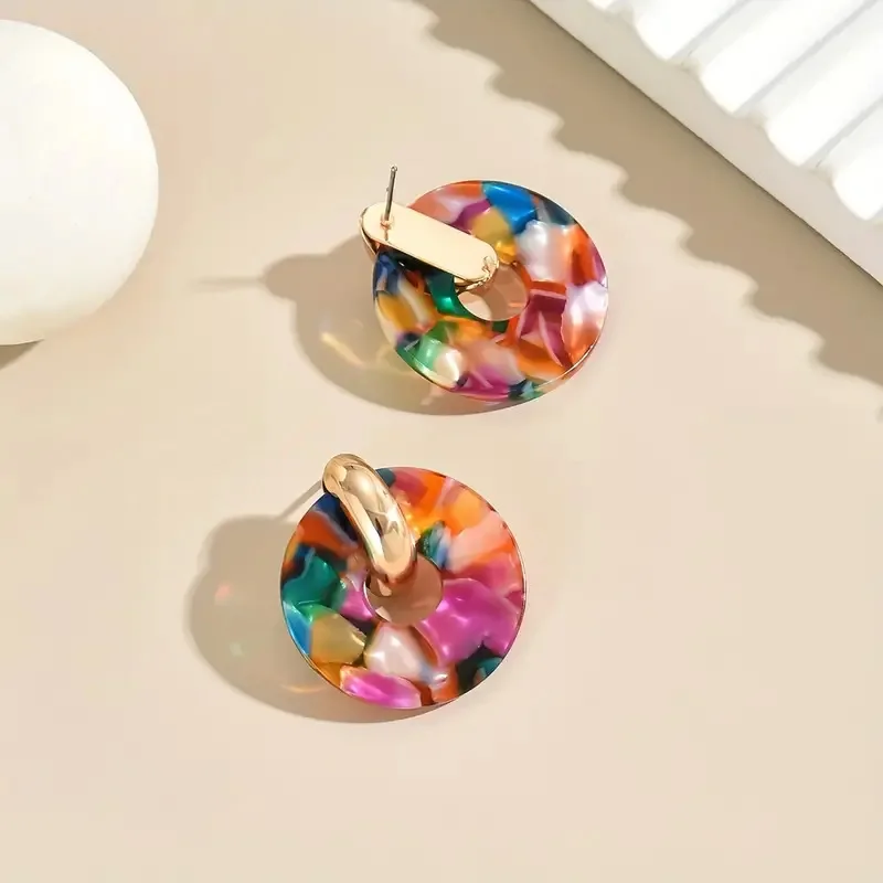 الاتجاه الفرنسي الأنيق الملونة هوب أقراط للنساء اكسسوارات الحفلات مجوهرات مخصصة