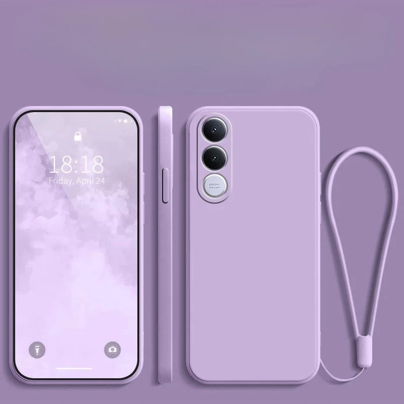Für VIVO V70 FE 5G Objektiv-Kameraschutzhülle aus TPU für VIVO V70 FE V70FE Flüssigsilikon Matte Stoßfeste Hülle mit Trageschlaufe – Detail 4