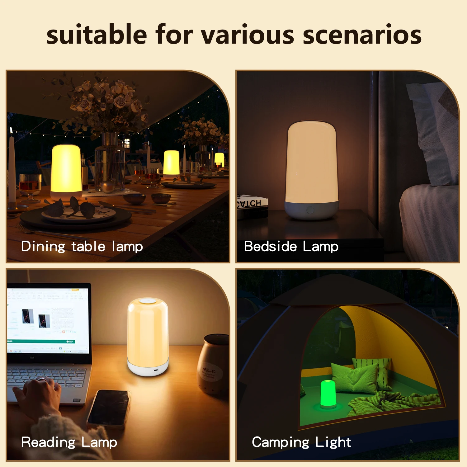 Smart 16 Color LED Table Lamp Touch & Bluetooth APP Control Dimmable Rechargeable Bedside Night Lamp for Room Decor
