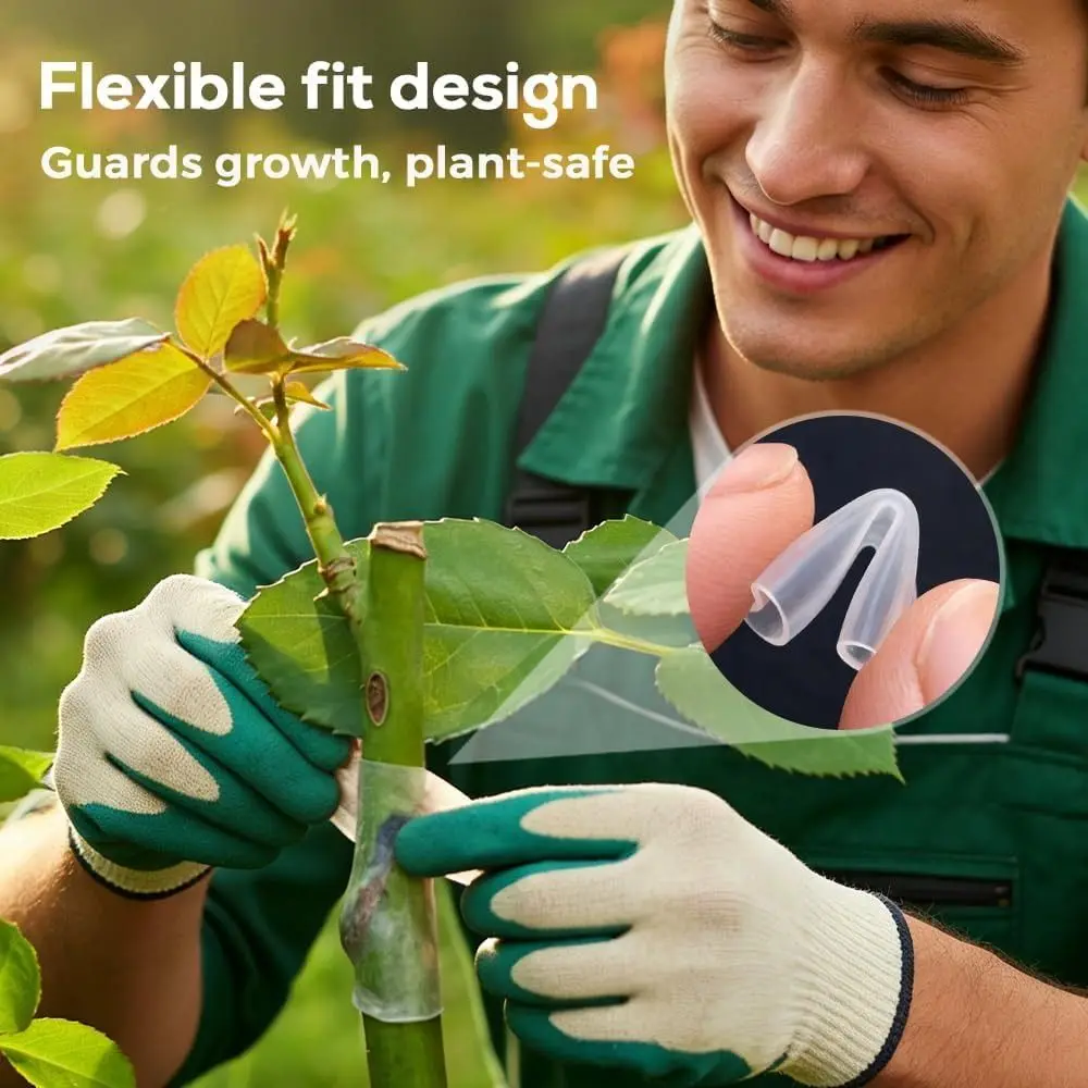 80pcs Silicone Grafting Sleeve Tubes Trunk Protective Stretchable Protective Wrapping Sleeves Flexible Budding Tool Gardening