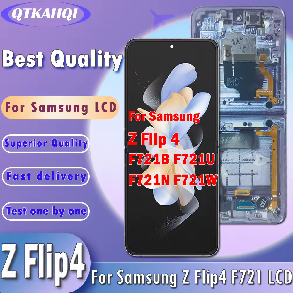6.7" For Samsung Z Flip4 LCD SM-F721 Display Screen Assembly For Samsung Z Flip 4 LCD F721 F721B Repair