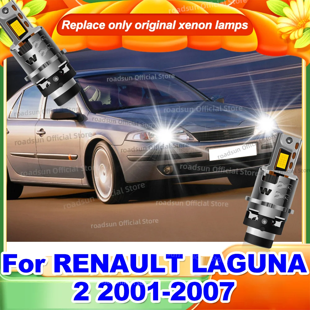 

LED Headlight Canbus Bulbs 50000LM Turbo Lamp 6000K Replace Original Xenon HID For RENAULT LAGUNA 2 2001-2007 2004 2005 2006