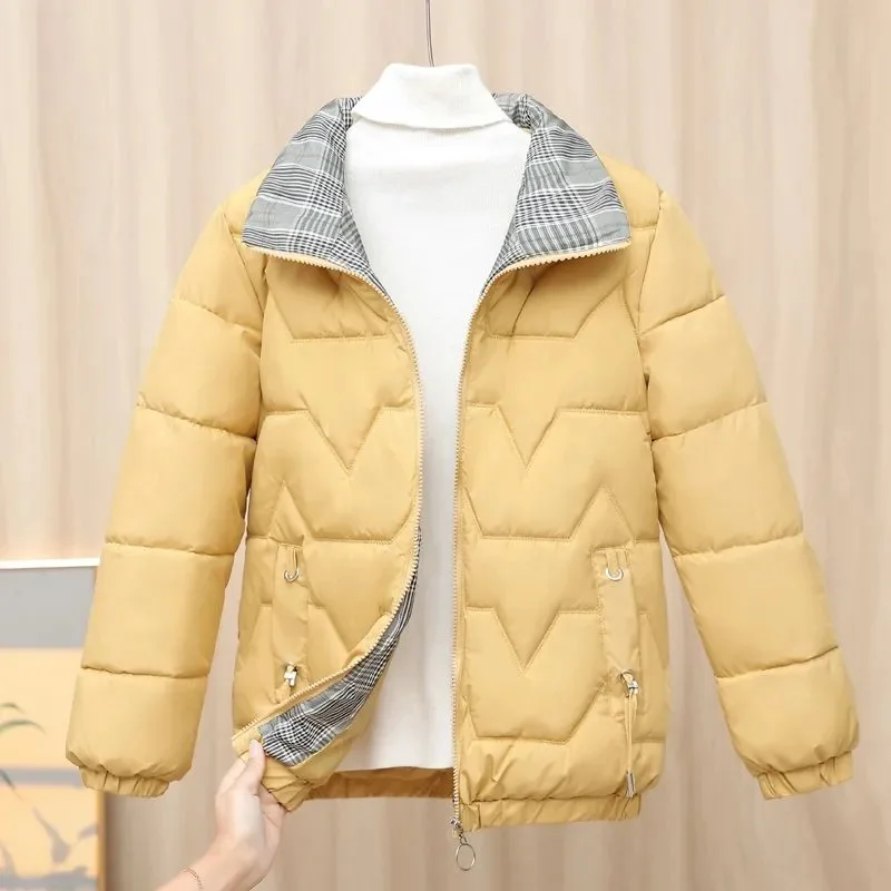 Cotton-Padded Jacket Ladies Short 2025 Korean Winter New Down Coat Women Parkas Stand-UP Collar Outerwear Fashion Slim Overcoat