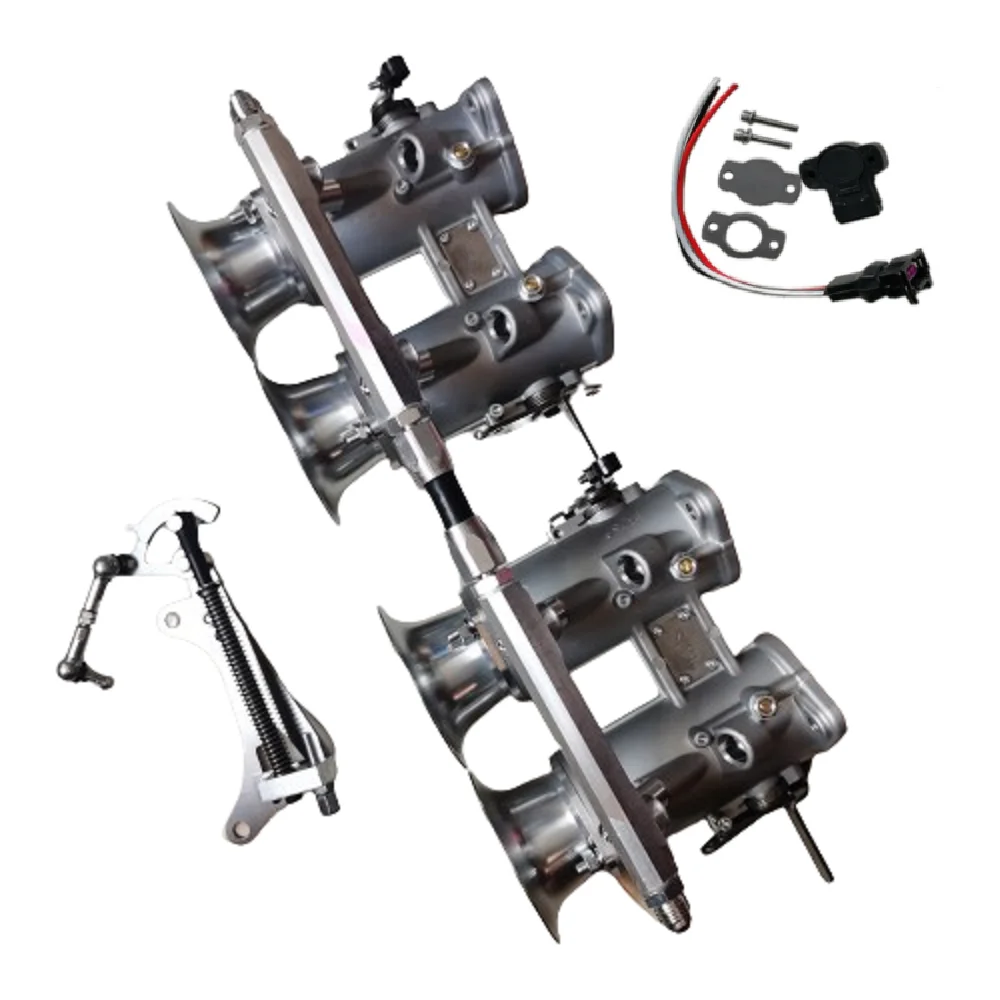 

TZ5S-40-2 Dual 40-55MM DCOE Комплект корпуса дроссельной заслонки серебристый Подходит для гонок и преобразования двигателя CARB в EFI