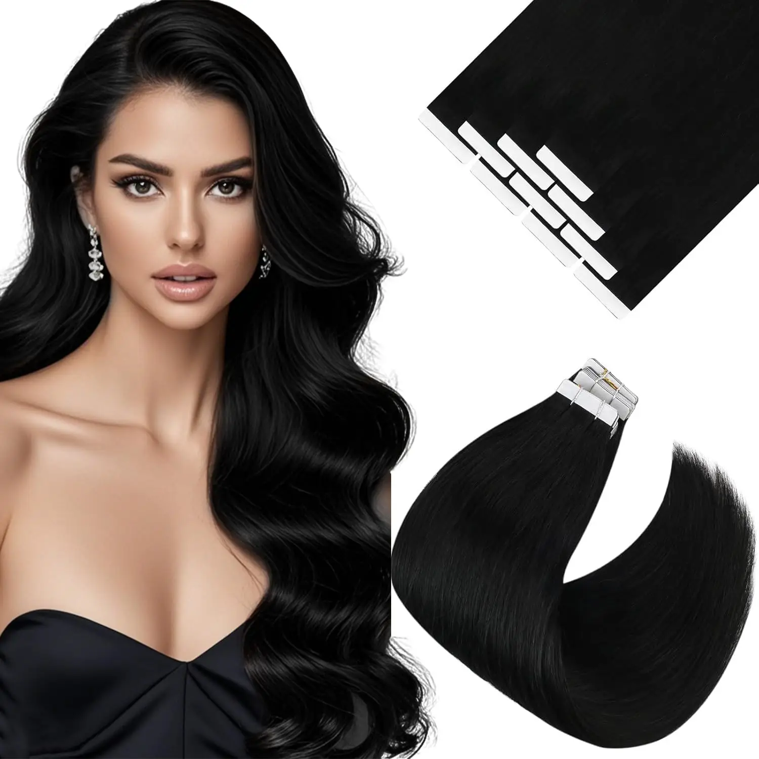 

VeSunny лента для наращивания волос, настоящие волосы, черные шелковистые прямые бесшовные волосы для наращивания, длинные волосы для женщин, добавьте длину