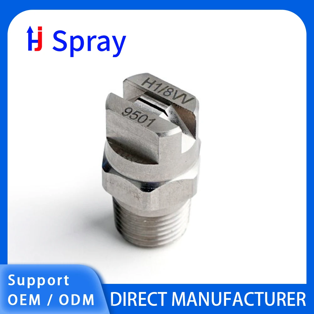 

Huajue HVV series stainless steel fan nozzles, 1-inch BSPT external thread, 15° spray, suitable for cleaning/dust removal.