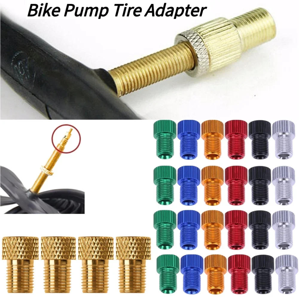 4PCS Presta to Shrader Adaptors Bicycle Road Bike Valve Adapters Converters Aluminum Alloy Bike Pump Tire Adapter Bicycle Parts