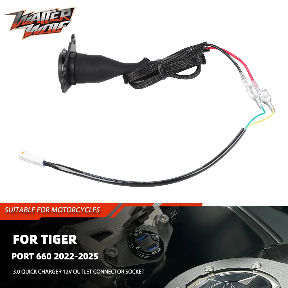 

Quick 3.0 Dual USB Fast Motorycle Charger SocketTiger Sport 660 2022-2025 12V Power Connector Socket Outlet Plug Adapter Cable