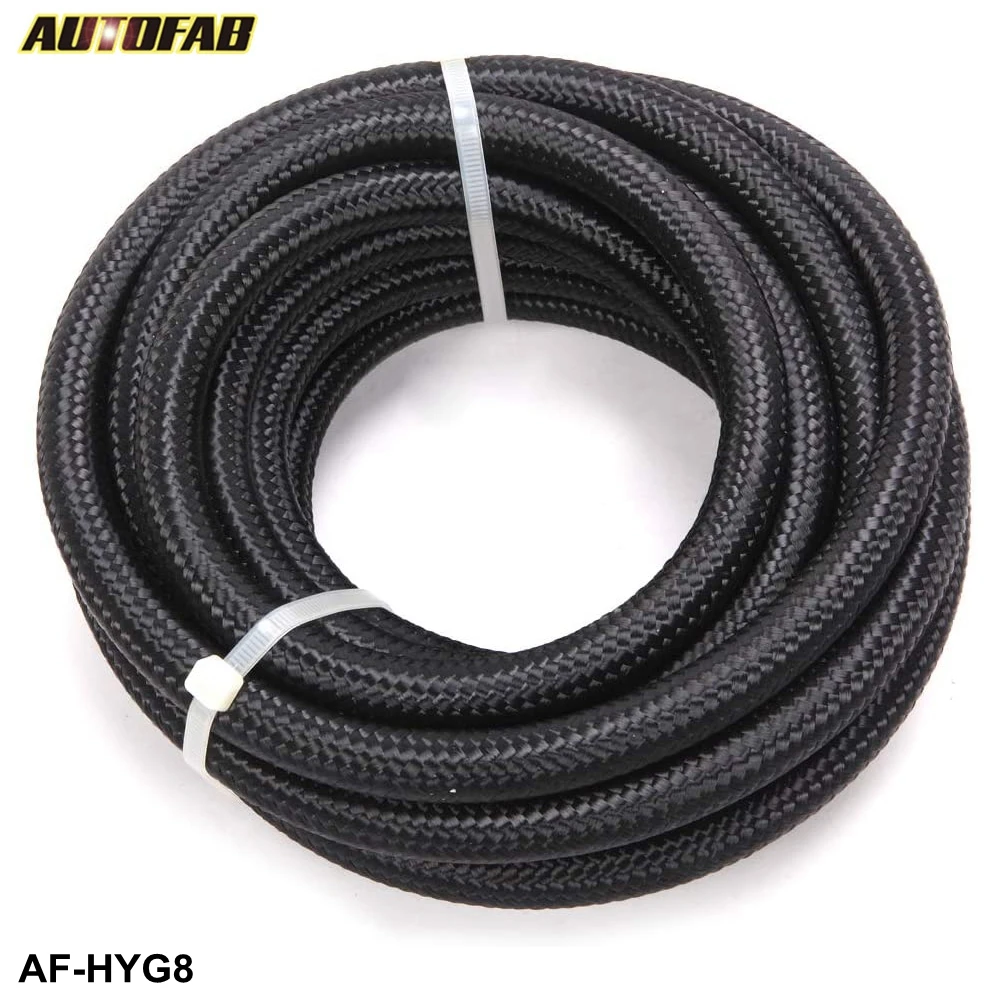 AUTOFAB - 30 Meter/ Roll AN8 Cotton Over Braided Fuel Oil Hose Pipe Tubing Light Weight Oil Hose Line Black Hose End AF-HYG8