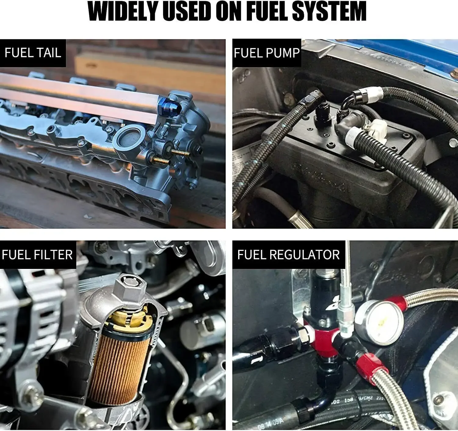 2pcs High Quality Aluminum Alloy AN6 To AN6 Male Flare Coupler Union Straight Fuel Hose Adapter Fitting Black TF-1115
