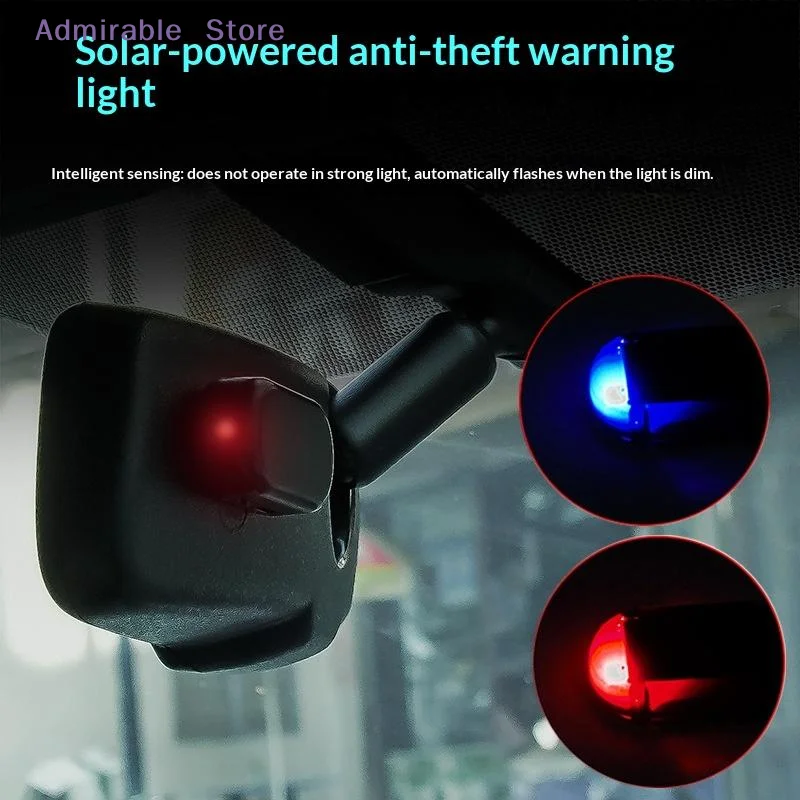 [W]Solar Power Fake Car Alarm LED Warning Light Simulated Anti‑Theft Flashing Lamp