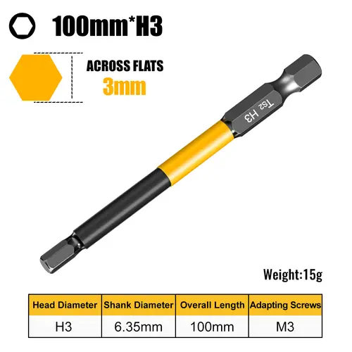 Allen Wrench Drill Bit Hex Driver Bits Set 50/100/150mm H1.5-H10mm with Magnetic Grip and Slip Design for Secure Screw Holding - Image 8