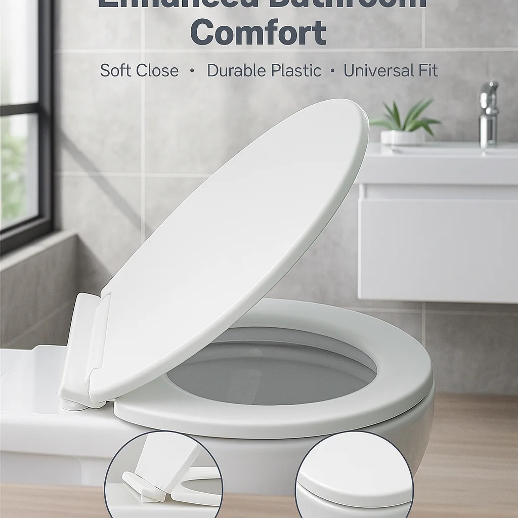 

Toilet seat.Bright White Finish Toilet Seat and Lid – Ergonomic Comfort, Hassle-Free Installation, Minimalist Upgrade