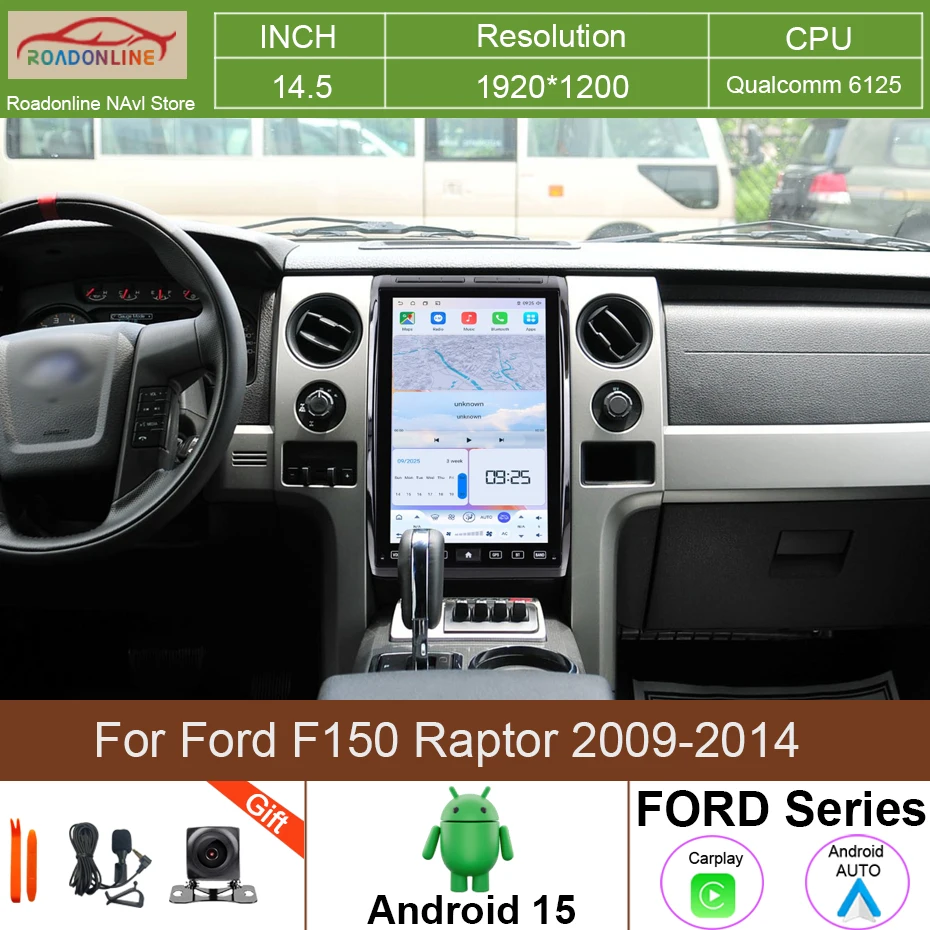 14.5 Inch Android 15 Screen For Ford F150 Raptor 2009-2014 Car Radio Multimedia Stereo Video Player GPS Head Unit CarPlay