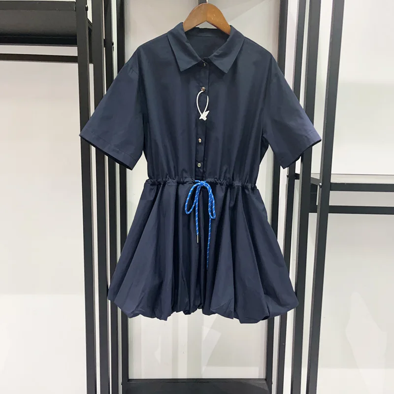 2026 Spring New Arrival Sweet Cool Spice Girl Shirt Dress Women Metal Pin Tie Plaid Patchwork Mini Dress