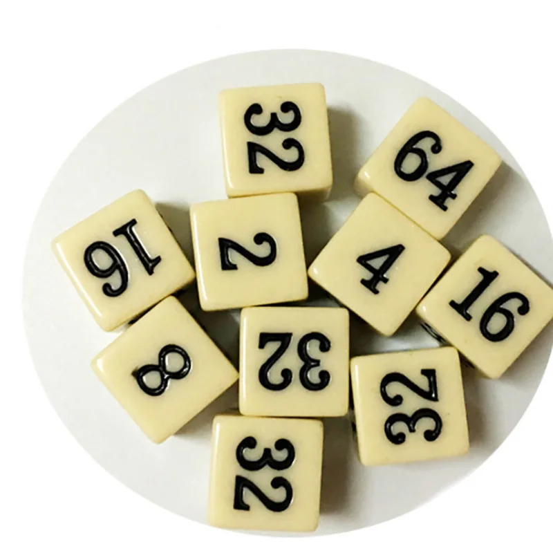 6 Pcs/set 6 Sided Multiple Dice 2 4 8 16 32 64 Funny Puzzle Game Education Dice 16mm