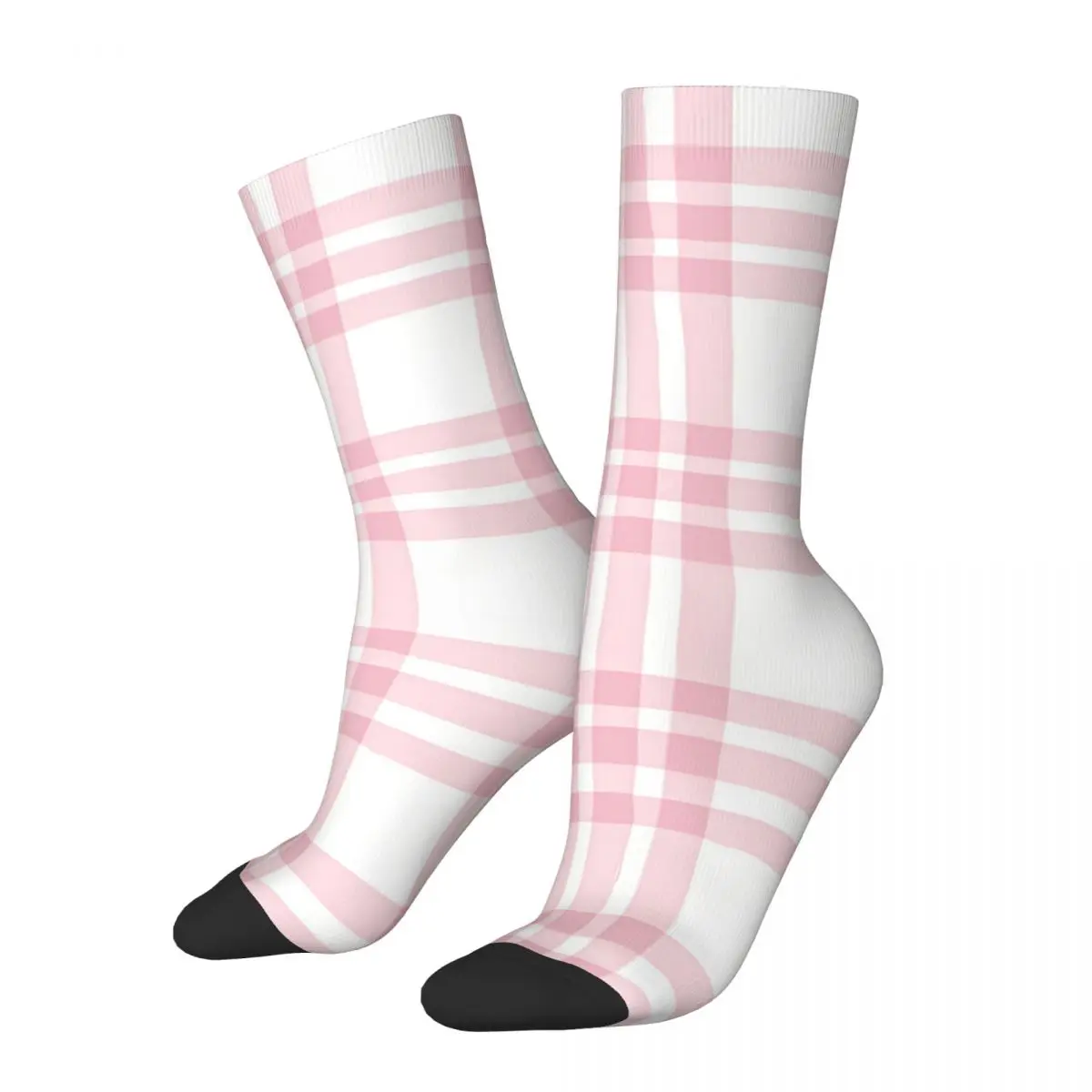 

Lattice Blush Pink & White Tartan Plaid Men Women Socks Outdoor Novelty Spring Summer Autumn Winter Stockings Gift