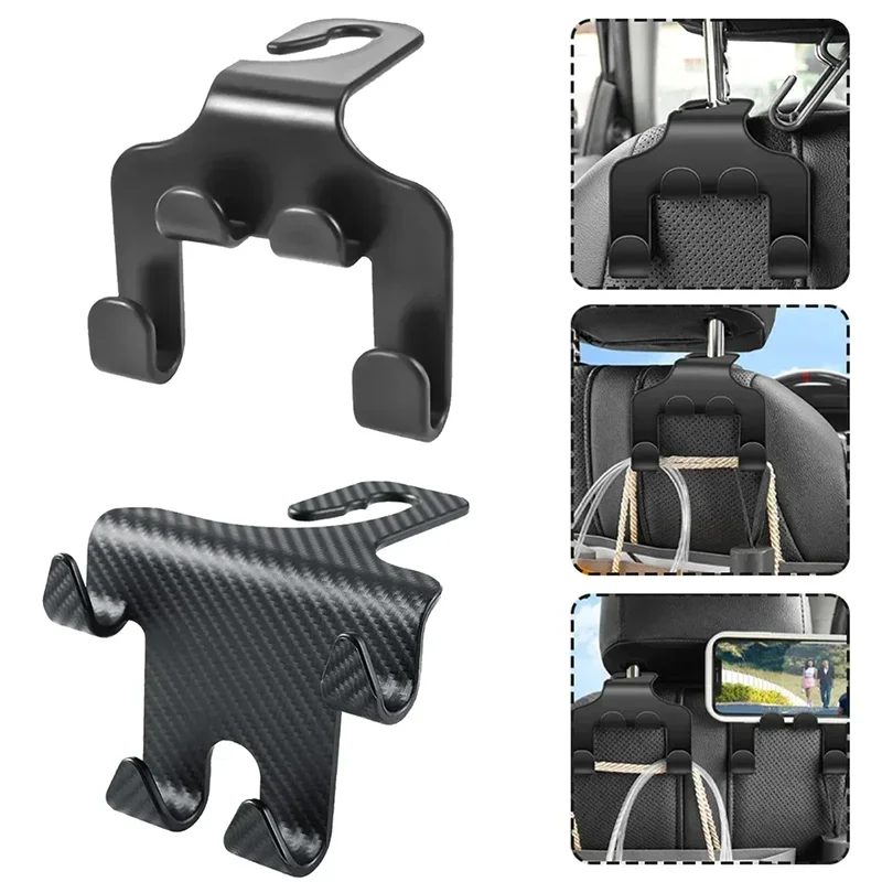 Multifunctional Car Back Seat Hooks Double Head Mobile Phone Hoder Fastener Clip Headrest Hanging Bag Storage Hanger Hook