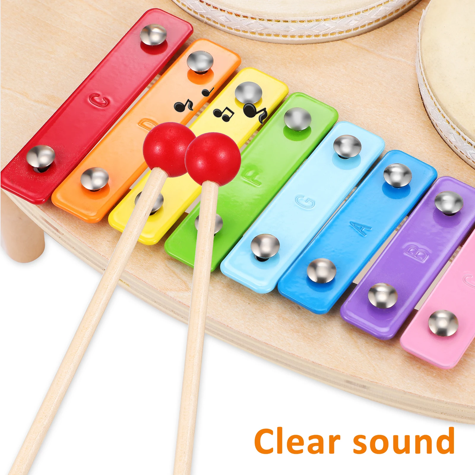 

Wooden Percussion Instrument Xylophone Toddler Drum Set Mallets Musical Baby Educational Toy Clear Sound Rich Effects